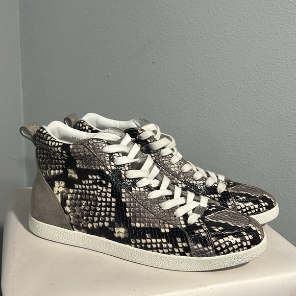 New Paige Annie Snake Embossed Mid Top Goat Leather Sneaker - Picture 10 of 11